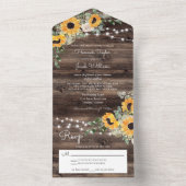 Rustige zonnebloemen Eucalyptus Weddenschap met RS All In One Uitnodiging (Binnen)