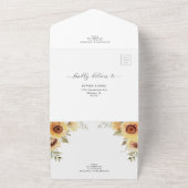 Rustige zonnebloemen Floral Boho Wedding Details R All In One Uitnodiging (Buitenkant)