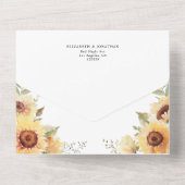 Rustige zonnebloemen Floral Boho Wedding Details R All In One Uitnodiging (Achterkant)