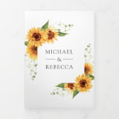 Rustige zonnebloemen Foto van QR Code Weddenschap Drieluik Uitnodiging (Cover)