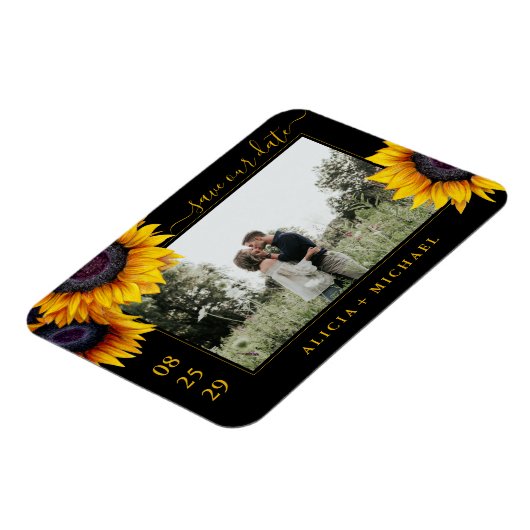 Rustige zonnebloemen fotobruiloft met uitzondering magneet (Linkerzijde)