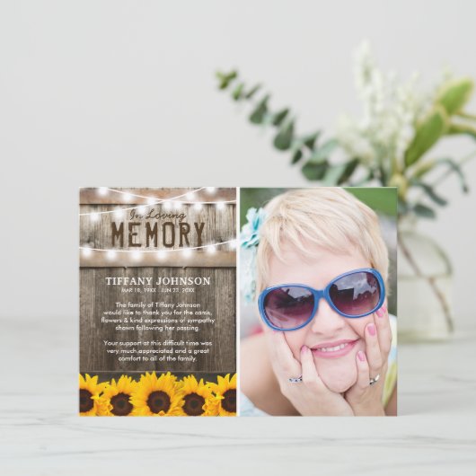 Rustige zonnebloemen Funeral Bedankt (Staand voorkant)