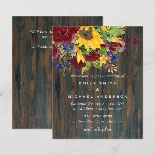 Rustige zonnebloemen Geel Bourgogne (Voorkant / Achterkant)