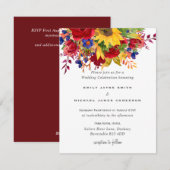 Rustige zonnebloemen Geel Rode Blauwe Florale Bind Feestdagenkaart (Voorkant / Achterkant)