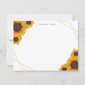Rustige zonnebloemen Gold Geometric Wood Aangepast Notitiekaartje (Voorkant)