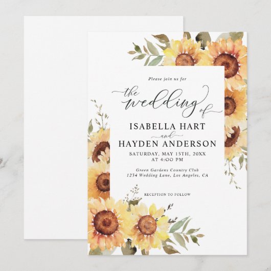 Rustige zonnebloemen Grieks huwelijk Kaart (Voorkant / Achterkant)