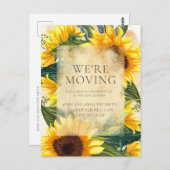 Rustige zonnebloemen Groene bladeren Adres wijzige Briefkaart (Voorkant / Achterkant)