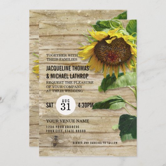 Rustige Zonnebloemen Haaien Omheining Bee Hive Kaart (Voorkant / Achterkant)