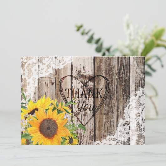 Rustige zonnebloemen Hartelijk dank Bedankkaart (Staand voorkant)