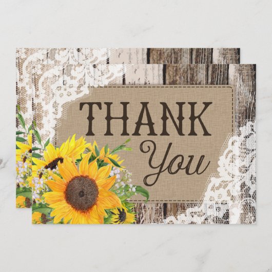 Rustige zonnebloemen Hartelijk dank Bedankkaart (Voorkant / Achterkant)