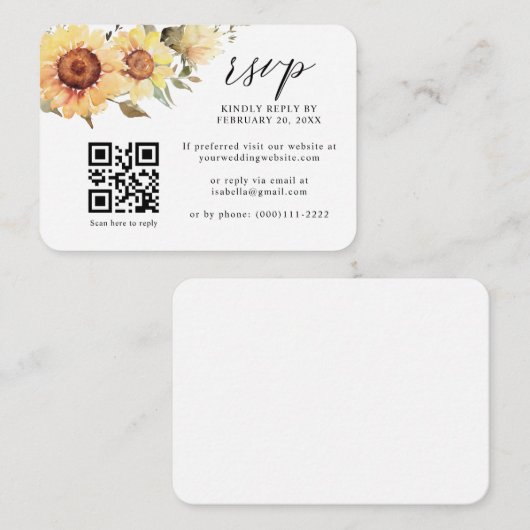 Rustige zonnebloemen Herfst Floral QR Code Weddens Informatiekaartje (Voorkant / Achterkant)