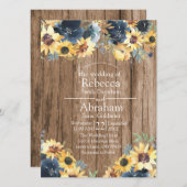 Rustige zonnebloemen Hout Country Weddenschap Kaart (Voorkant / Achterkant)