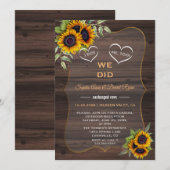 Rustige zonnebloemen Hout Elopement Reception Kaart (Voorkant / Achterkant)