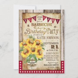 Rustige zonnebloemen Hout Gingham Check Birthday Kaart