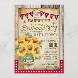 Rustige zonnebloemen Hout Gingham Check Birthday Kaart