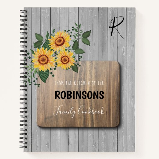 Rustige zonnebloemen Hout | Kookboek op grootmoede Notitieboek (Voorkant)