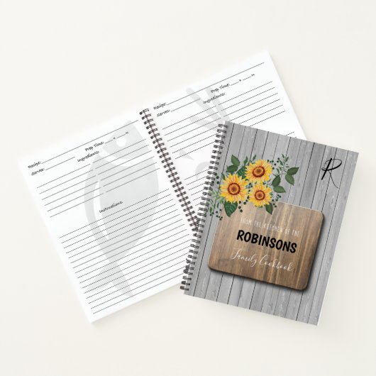Rustige zonnebloemen Hout | Kookboek op grootmoede Notitieboek (Binnen)