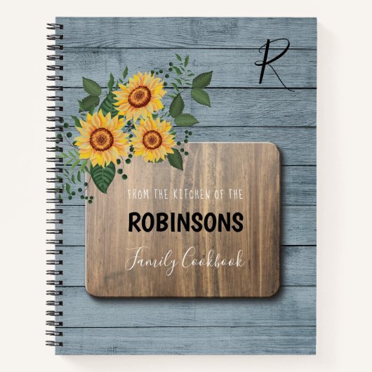 Rustige zonnebloemen Hout | Kookboek op grootmoede Notitieboek (Voorkant)