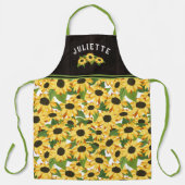 Rustige zonnebloemen & hout Naam toevoegen Schort (Voorkant)