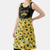 Rustige zonnebloemen & hout Naam toevoegen Schort (Insitu)