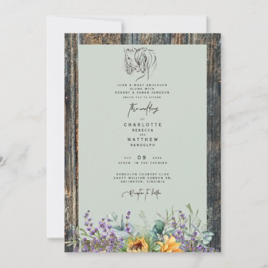 Rustige zonnebloemen Hout Weddenschap Kaart (Voorkant)