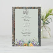 Rustige zonnebloemen Hout Weddenschap Kaart (Staand voorkant)