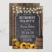 Rustige zonnebloemen Hout Wijn Barrel Retirement Kaart (Voorkant / Achterkant)