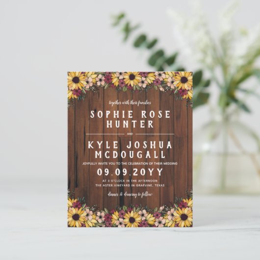 Rustige zonnebloemen Houtkorrel 2 in 1 budget brui (Staand voorkant)