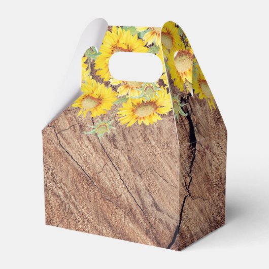 Rustige zonnebloemen Houttextuur Bedankdoosjes (Achterkant)