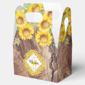 Rustige zonnebloemen Houttextuur Bedankdoosjes (Geopend)