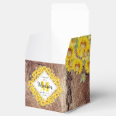 Rustige zonnebloemen Houttextuur Bedankdoosjes (Geopend)