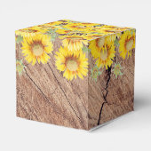 Rustige zonnebloemen Houttextuur Bedankdoosjes (Achterkant)