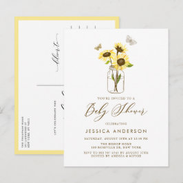 Rustige zonnebloemen in het Baby shower Mason Jar Uitnodiging Briefkaart