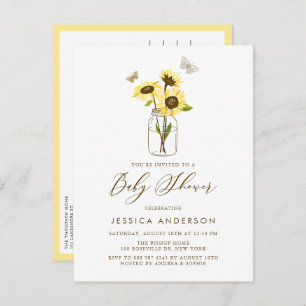 Rustige zonnebloemen in het Baby shower Mason Jar Uitnodiging Briefkaart