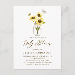 Rustige zonnebloemen in het Baby shower Mason Jar Uitnodiging Briefkaart