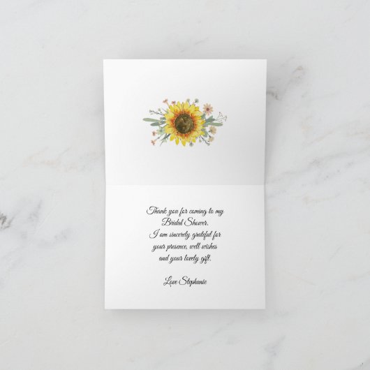 Rustige zonnebloemen Jar Lights Vrijgezellenfeest Bedankkaart (Binnen)