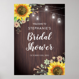 Rustige zonnebloemen Jar Lights Vrijgezellenfeest Poster