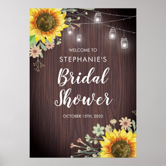 Rustige zonnebloemen Jar Lights Vrijgezellenfeest Poster (Voorkant)