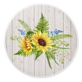 Rustige zonnebloemen keramische knop