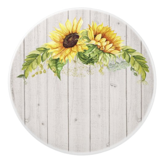 Rustige zonnebloemen keramische knop (Voorkant)