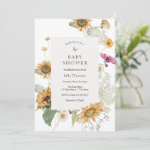 Rustige zonnebloemen laat Baby shower Kaart (Staand voorkant)