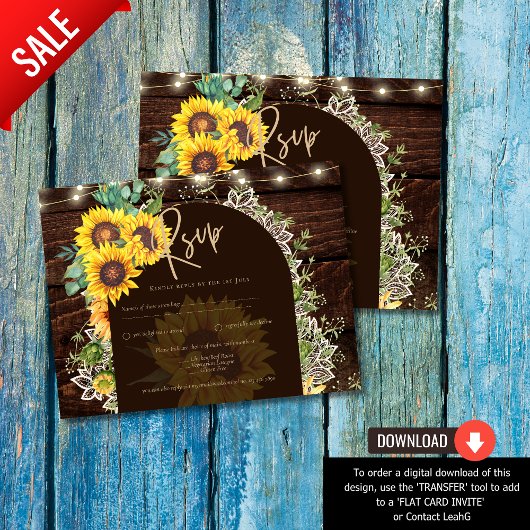 Rustige zonnebloemen Lace Lights Arch Summer Wedde Briefkaart