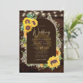 Rustige zonnebloemen Lace Lights Arch Summer Wedde Kaart (Staand voorkant)