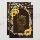Rustige zonnebloemen Lace Lights Arch Summer Wedde Kaart (Voorkant / Achterkant)