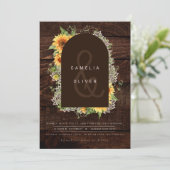 Rustige zonnebloemen Lace Wedding Invite QR Code R Kaart (Staand voorkant)