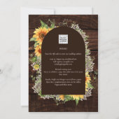 Rustige zonnebloemen Lace Wedding Invite QR Code R Kaart (Achterkant)