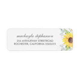 Rustige zonnebloemen Landbruiloft Etiket