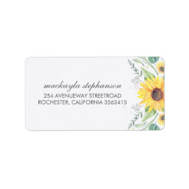 Rustige zonnebloemen Landbruiloft Etiket