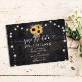 Rustige zonnebloemen Lavender Barn Wood Wedding Save The Date
