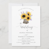 Rustige zonnebloemen Lavender Elegant Bouquet Wedd Kaart (Voorkant)